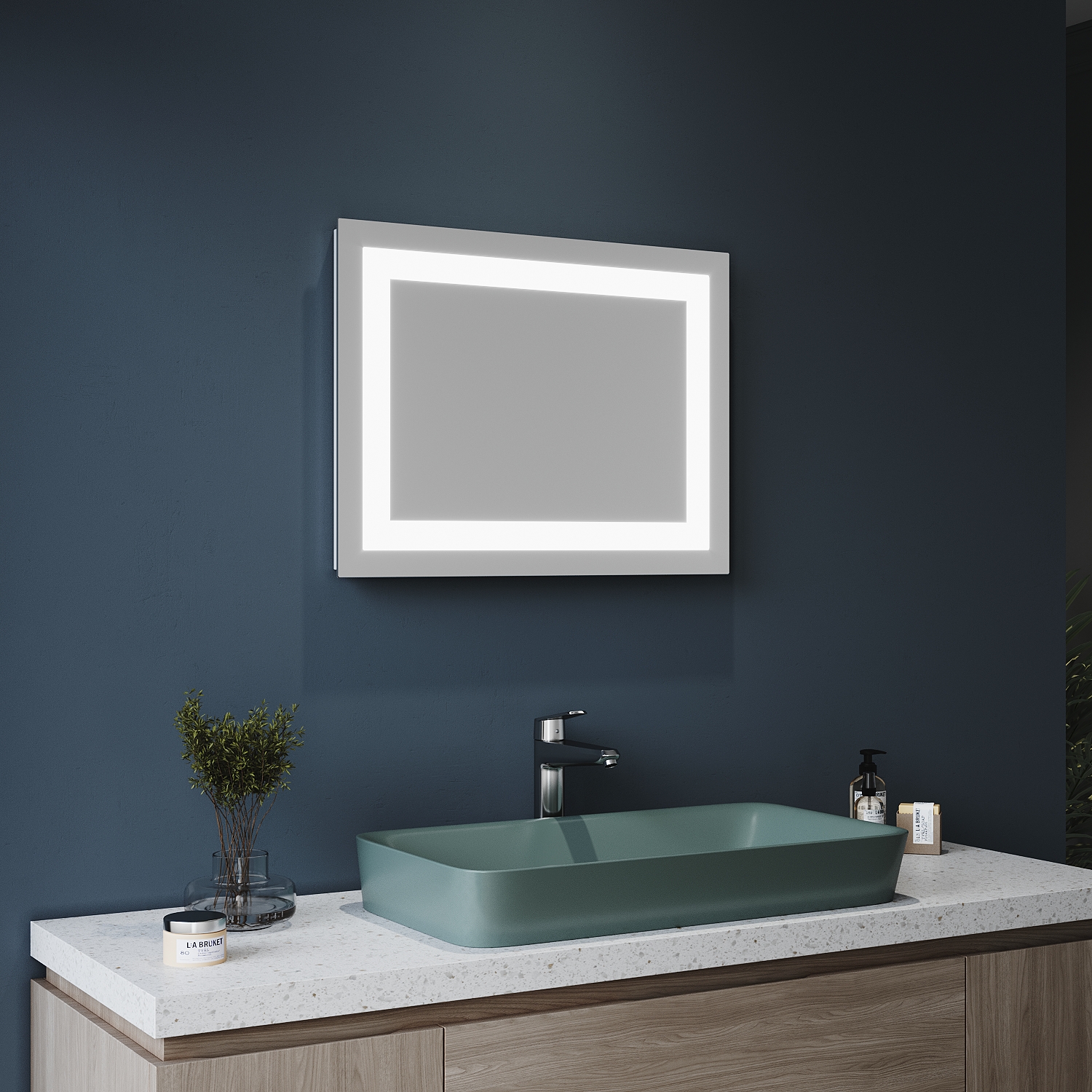 Emuca Specchio Da Bagno Cassiopea Con Illuminazione LED Decorativa Diametro 60 Cm 20 W 12 W Alluminio E Vetro 88310117