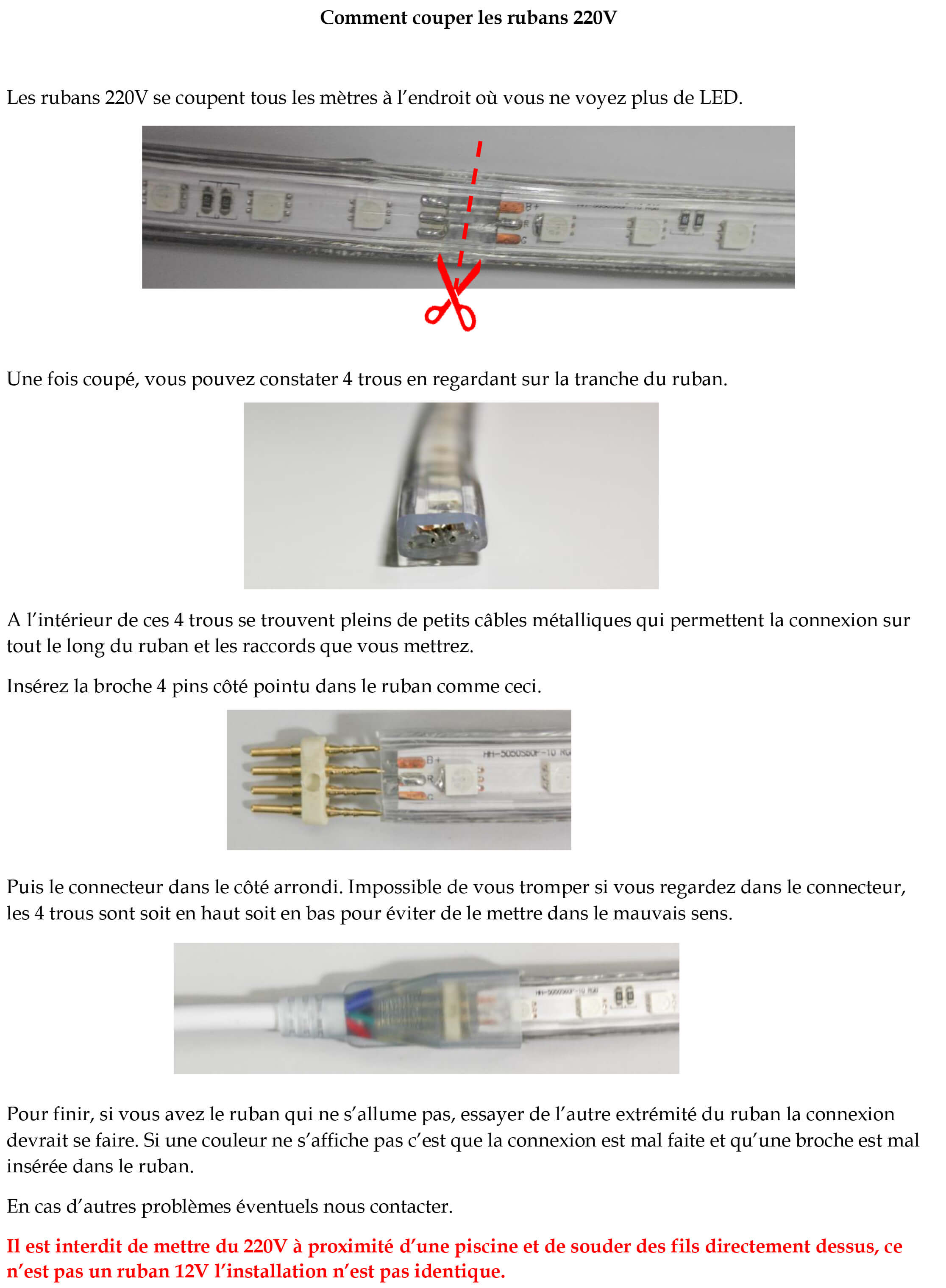 Informations de coupe ruban LED RGB 220V