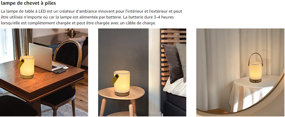 Lampe de chevet tactile LED