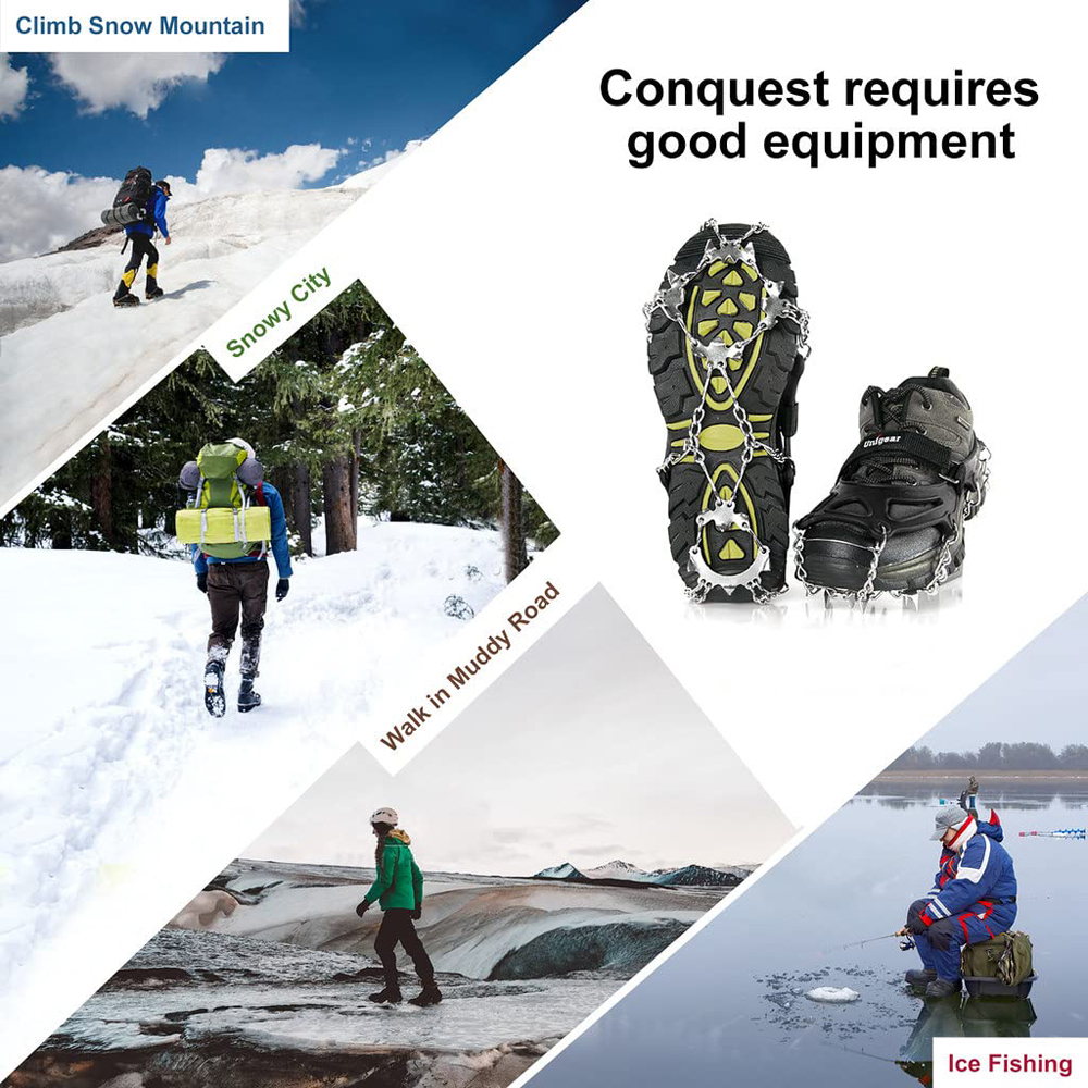 Crampons à glace pour chaussures de randonnée, crampons à neige
