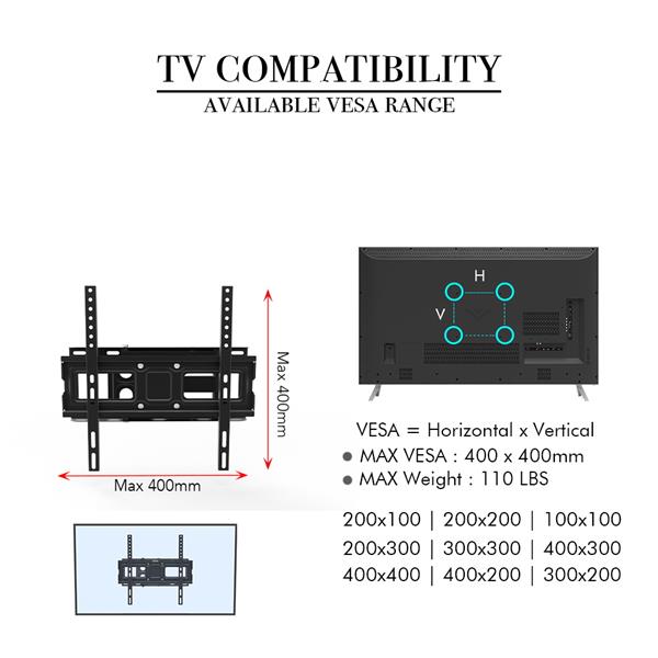 32-60寸单摆大底座电视架 TMDD-102承重35KG/VESE400*400/上下-10~ 10°-33