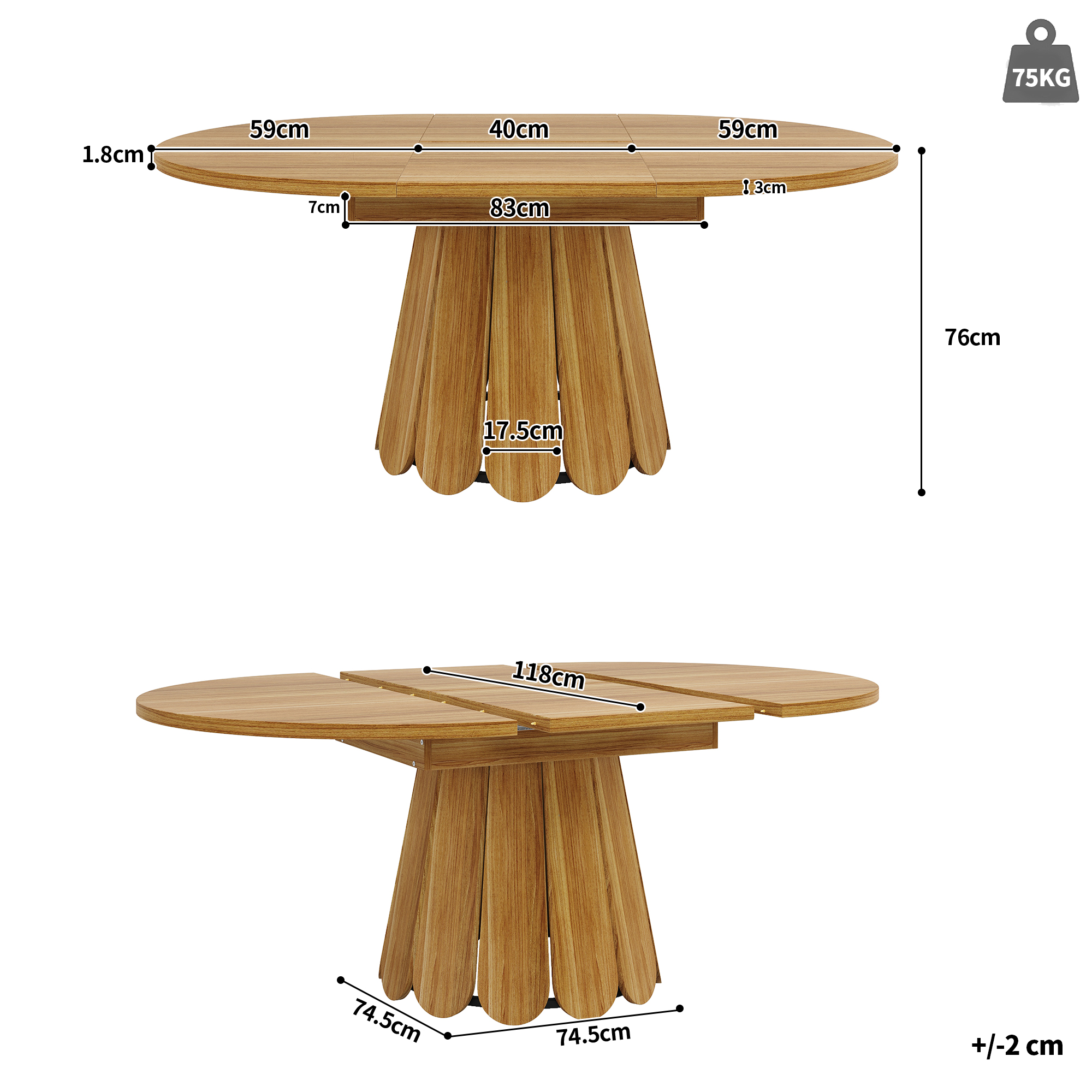 Dimensions techniques table
