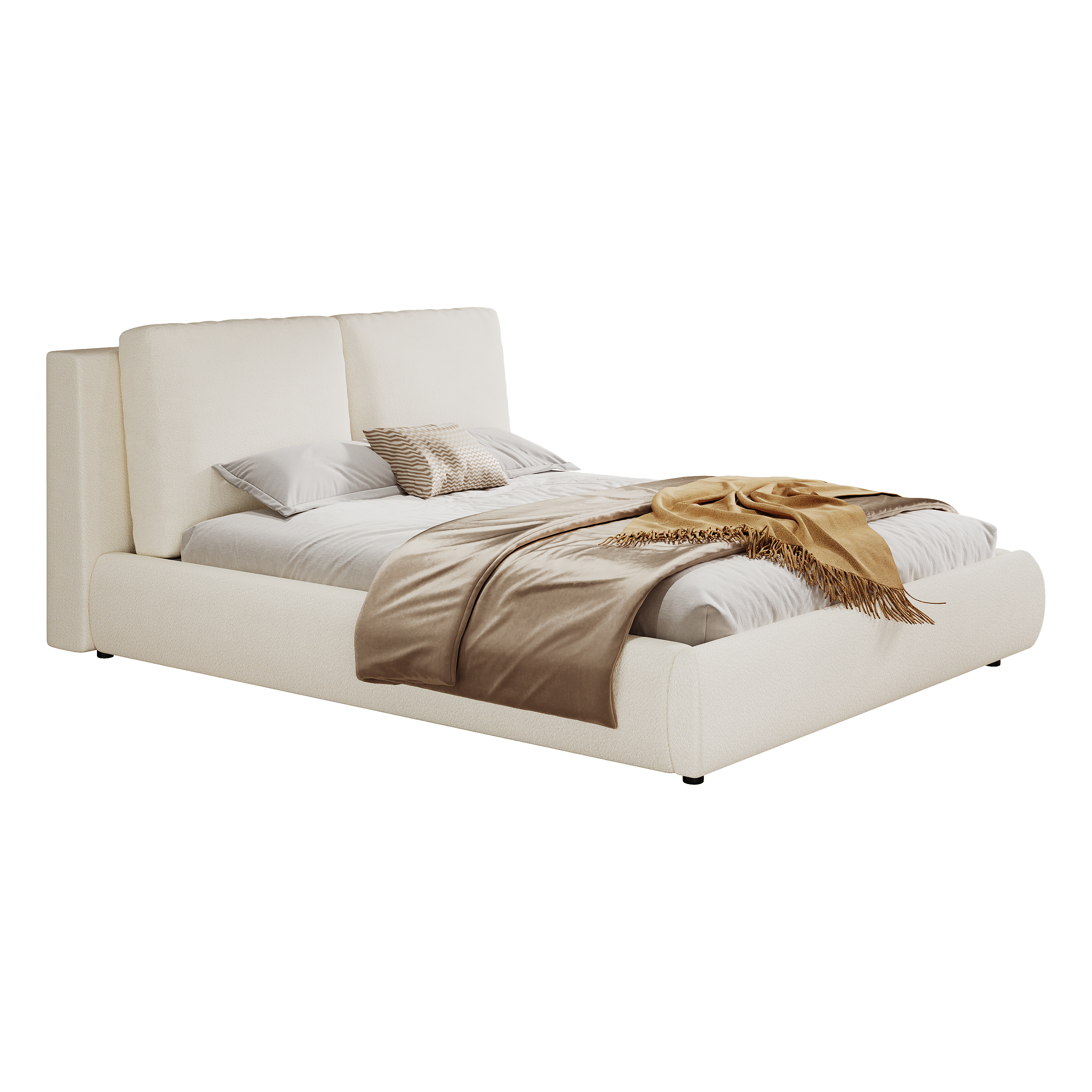 Lit coffre rembourré 160x200 cm avec coffre hydraulique bouclé beige - spécifications 1