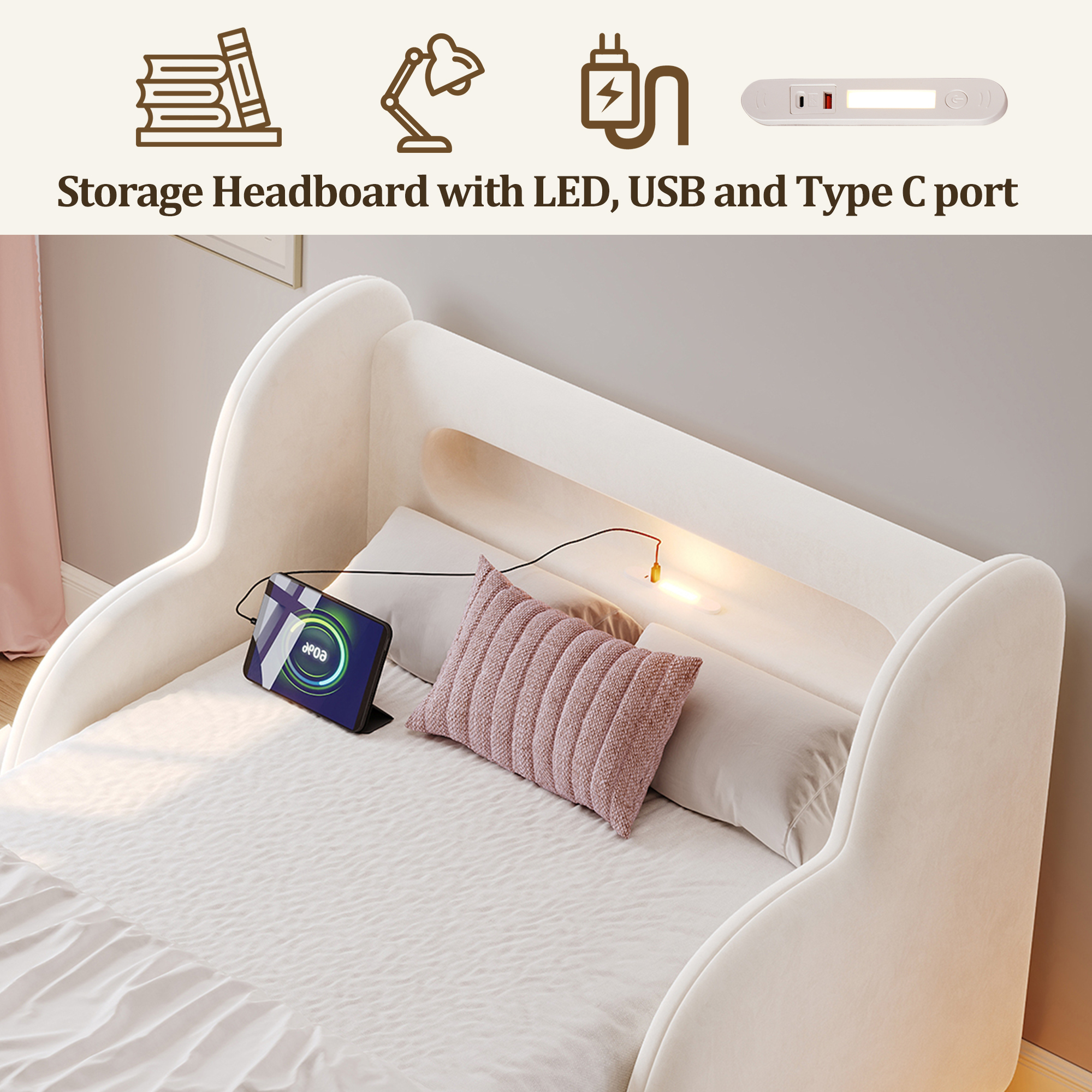 Lit enfant design chambre cosy beige
