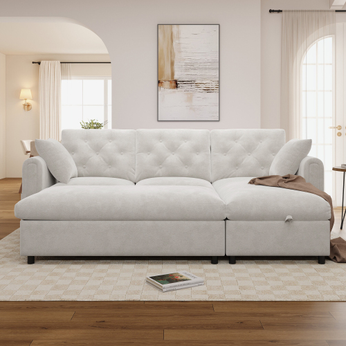Dossier matelassé du canapé en velours beige