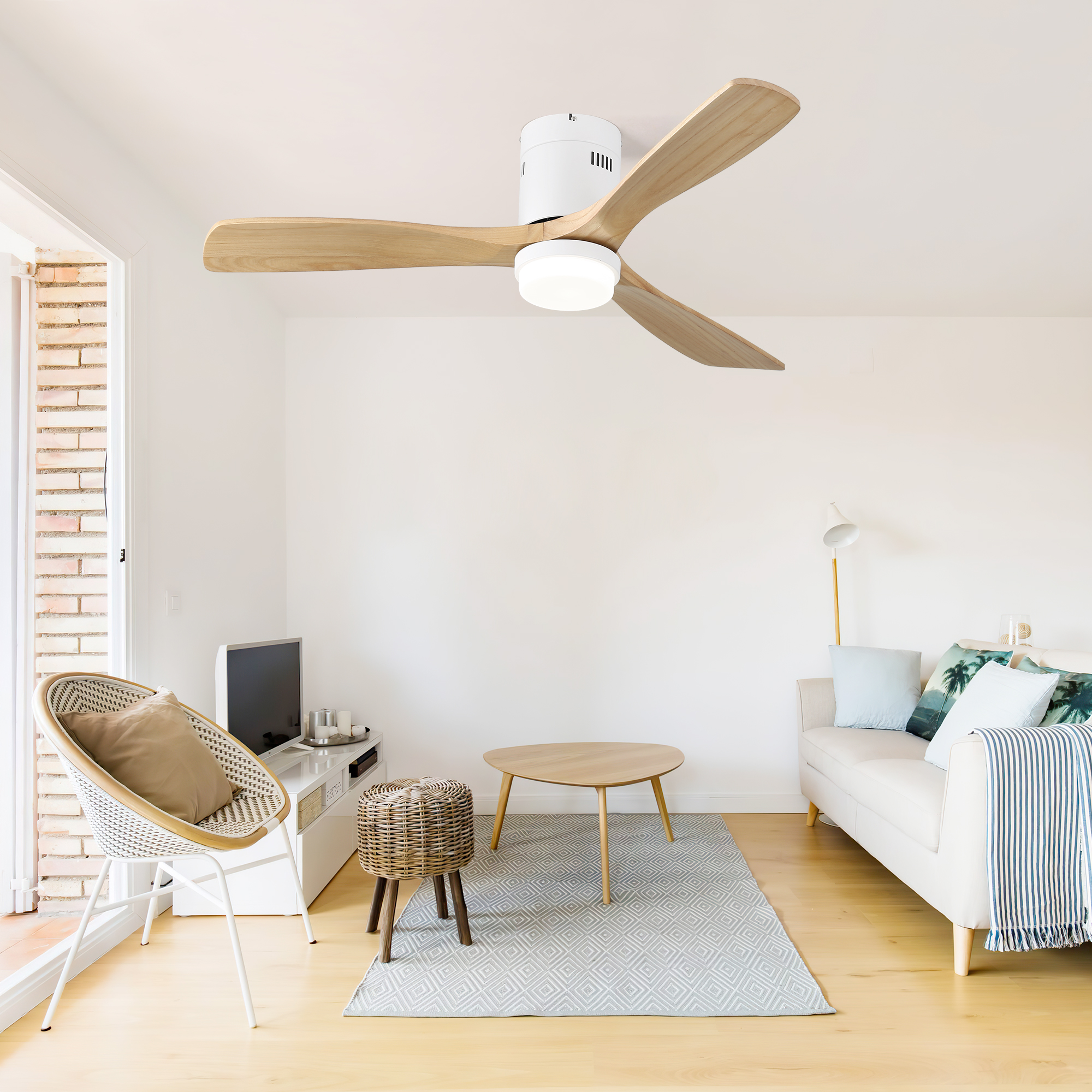 Éclairage LED 18W 3 couleurs du ventilateur de plafond blanc mat