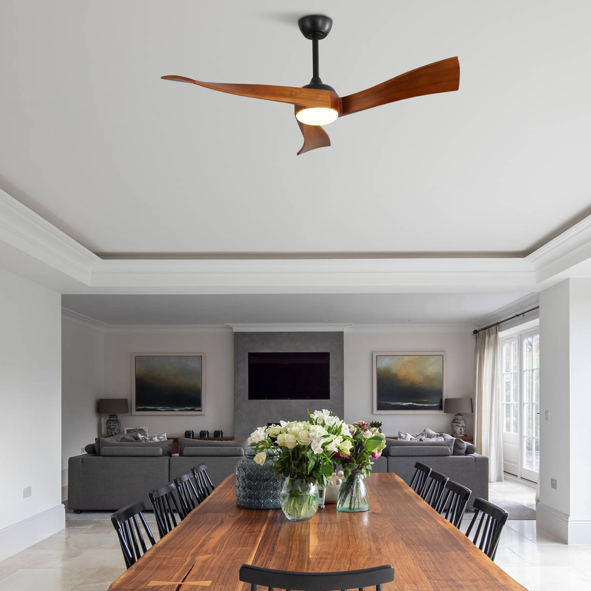 Ventilateur de plafond intelligent avec lumière LED et télécommande
