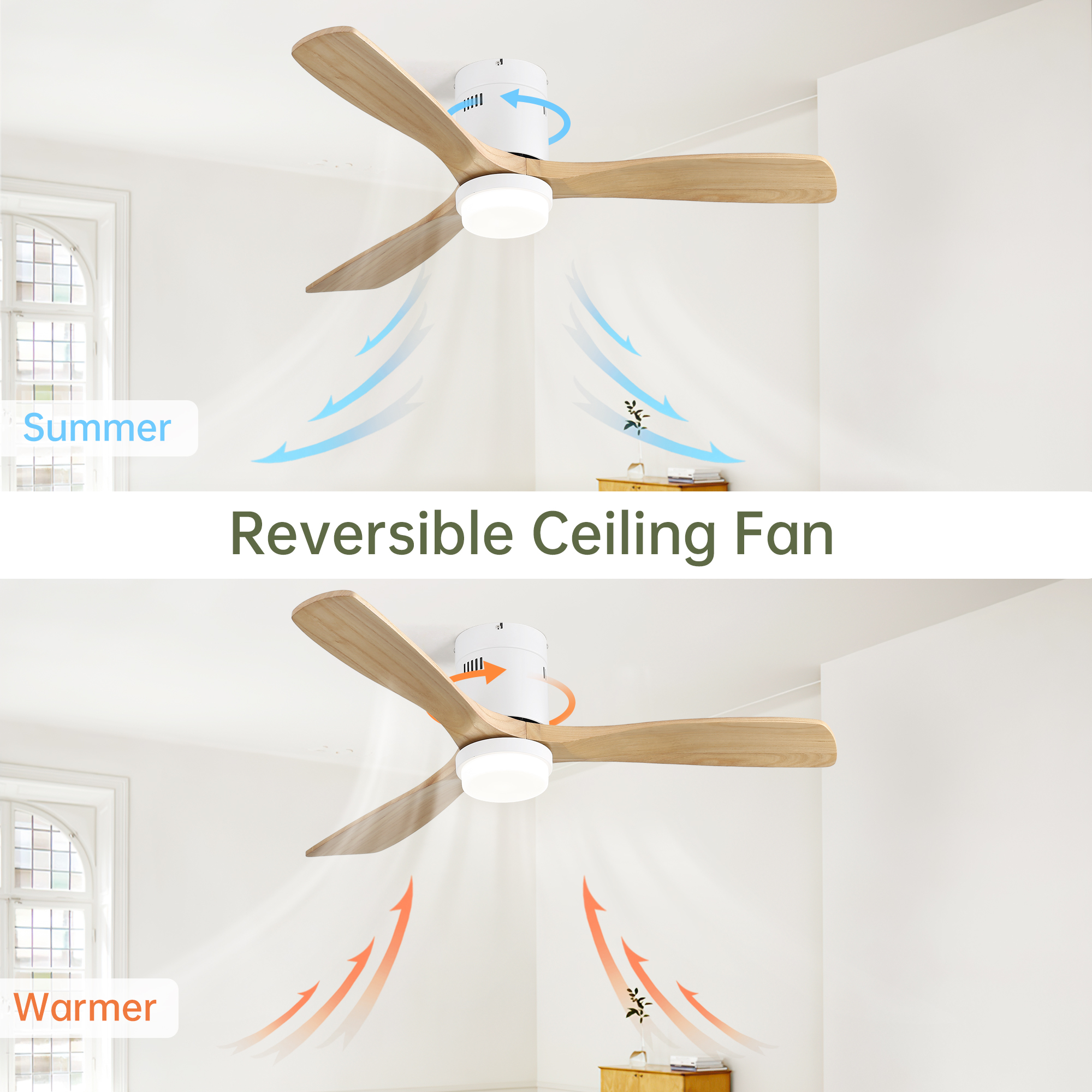 Moteur CC réversible silencieux (moins de 35dB) du ventilateur de plafond