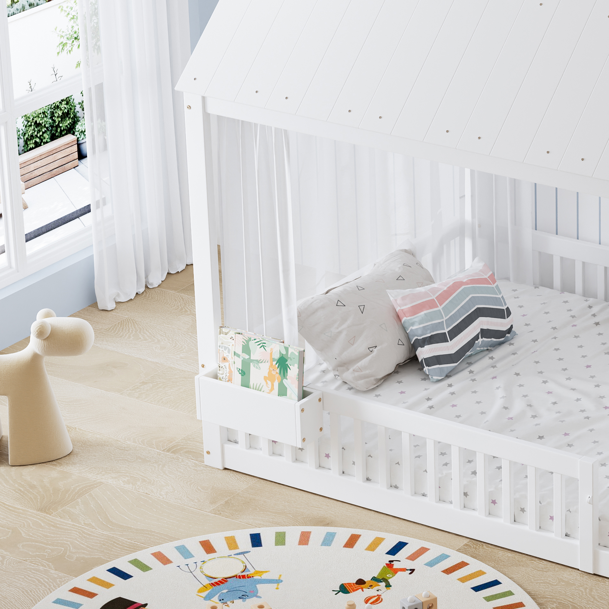 Lit superposé avec rangements, bureau finition blanc 🏠 - vue complémentaire 1