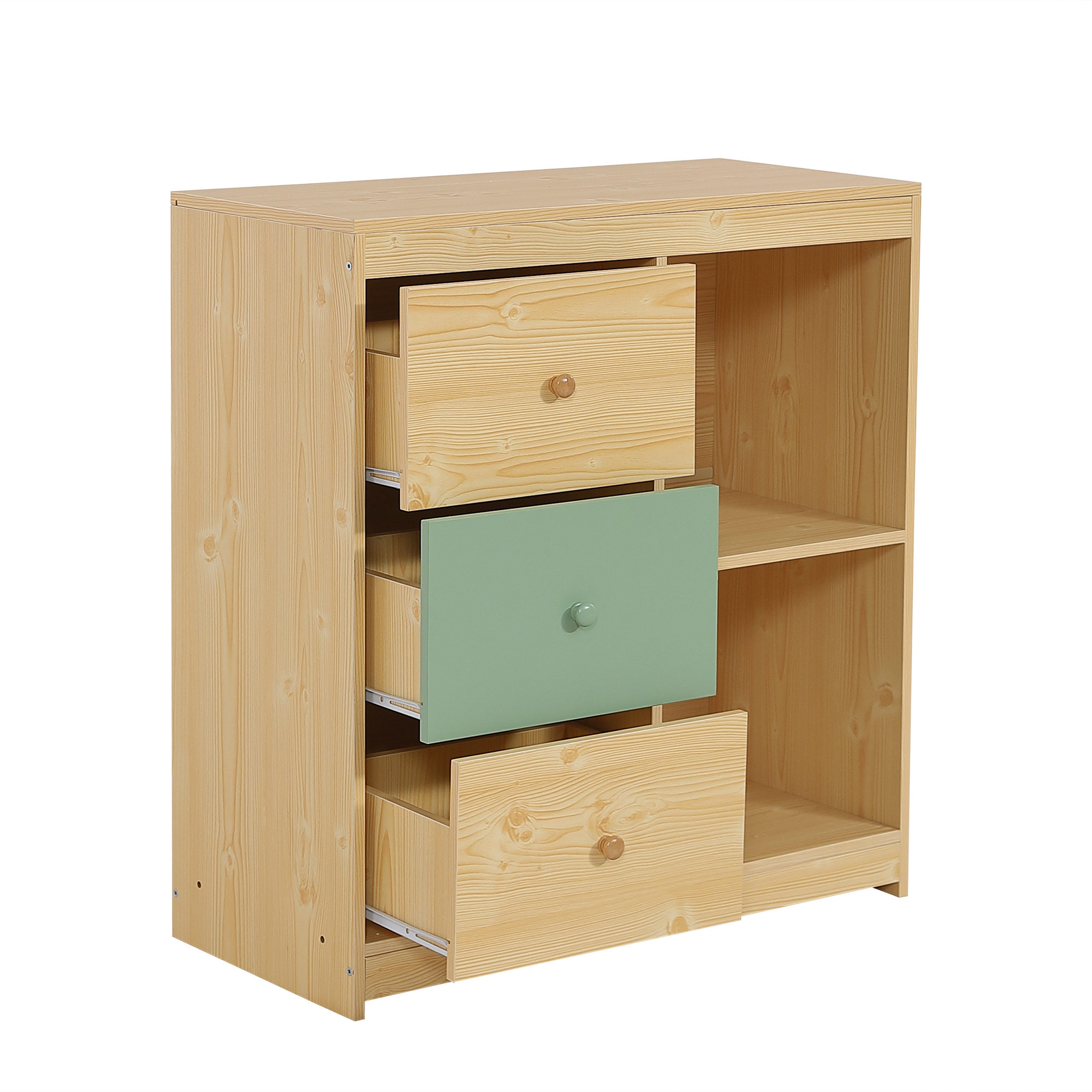 Lit mezzanine avec LED, USB Type-C, rangements, bureau finition naturel 🏠 - vue complémentaire 1