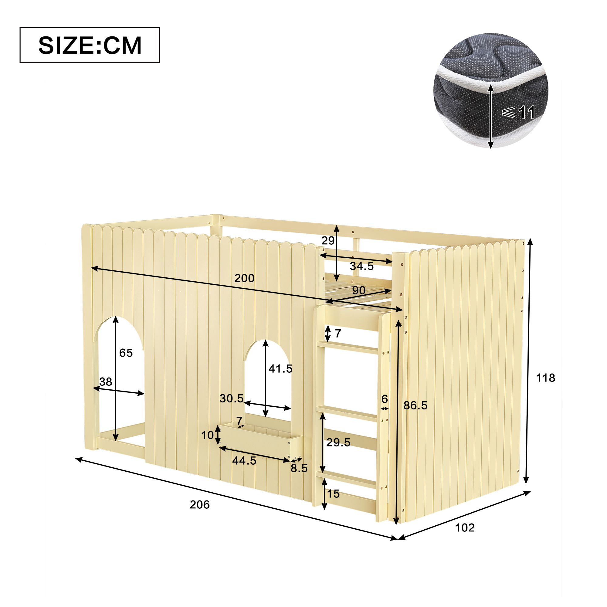 Lit mezzanine avec LED, rangements, bureau finition naturel 🏠 - points forts 1