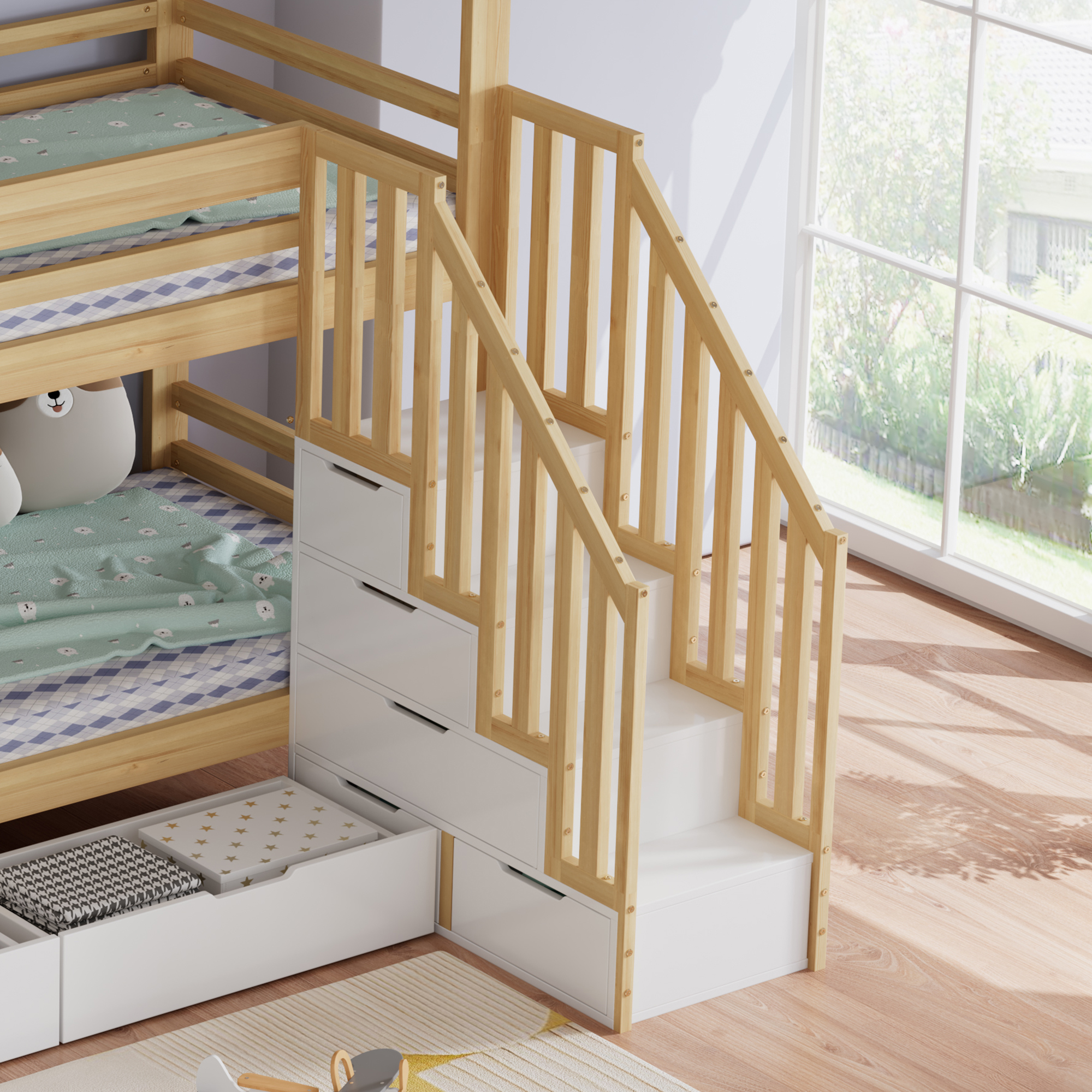 Lit cabane design chambre enfant blanc naturel