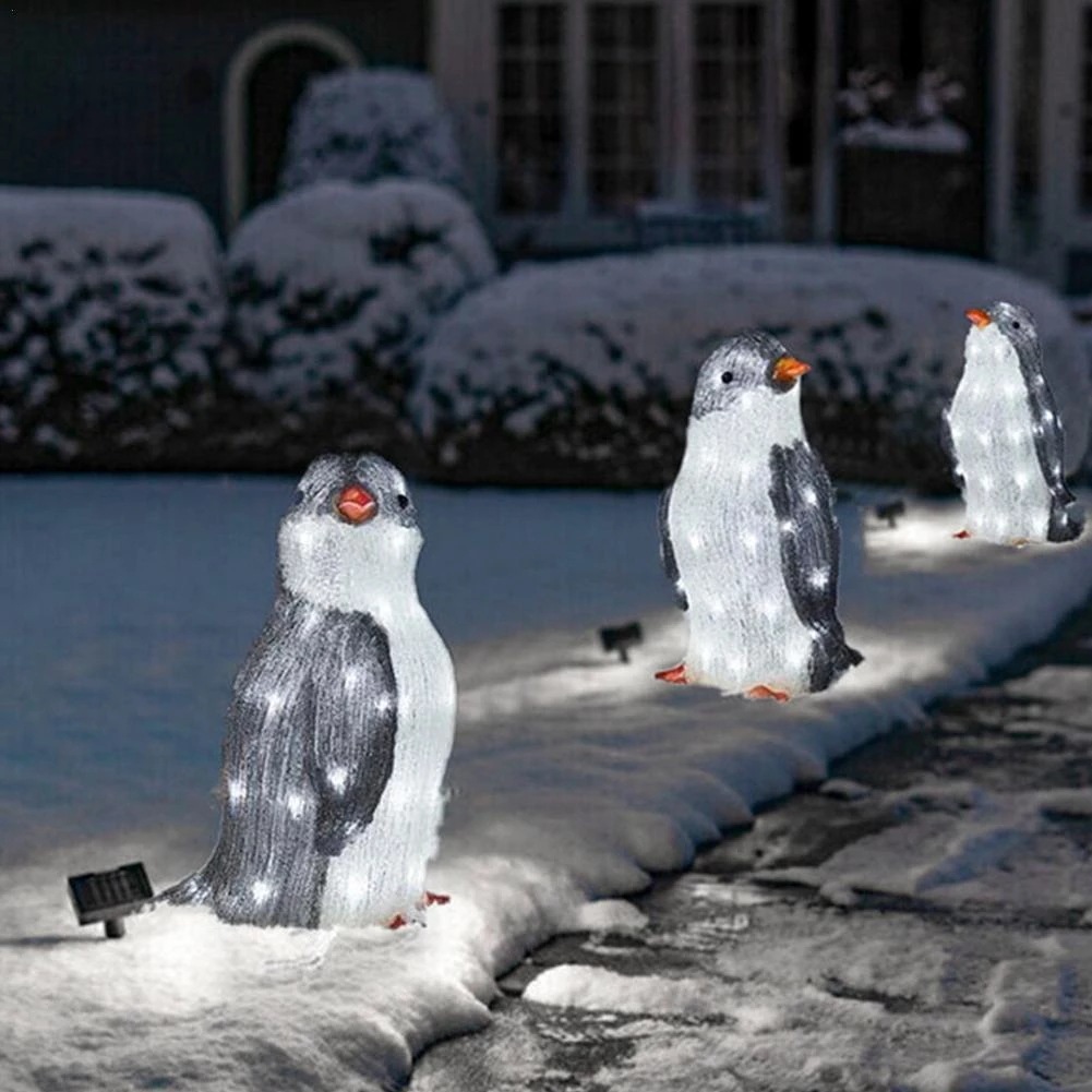 Décorations d'extérieur de Noël pingouin illuminées