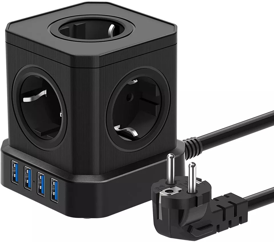 4 Prises Multiprise Avec Usb C, Rallonge Multiprise 2M, 7 En 1 Multiprise Avec Interrupteur