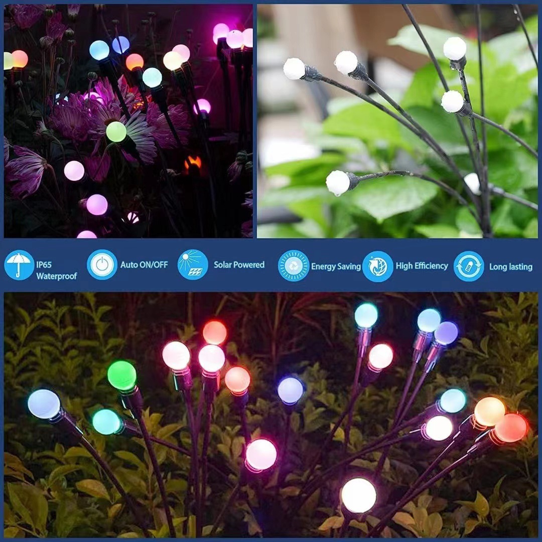 Lampes lucioles d'extérieur étanches à énergie solaire - 6 LED - 2