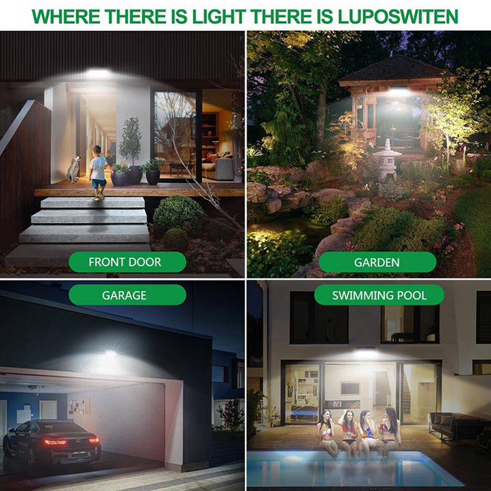 Litom Solar Motion Sensor Wall Light, with 1000LM Super Bright, for Home Security, Garden, Patio, Path, Back Yard, 1/2/4 PACK