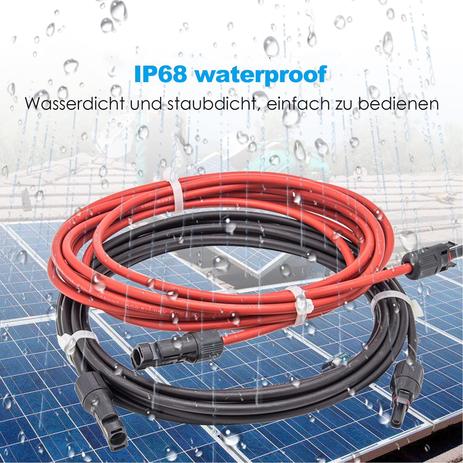 Câble Extension Panneau Solaire 2m 12AWG - Rouge/Noir 2,5mm²