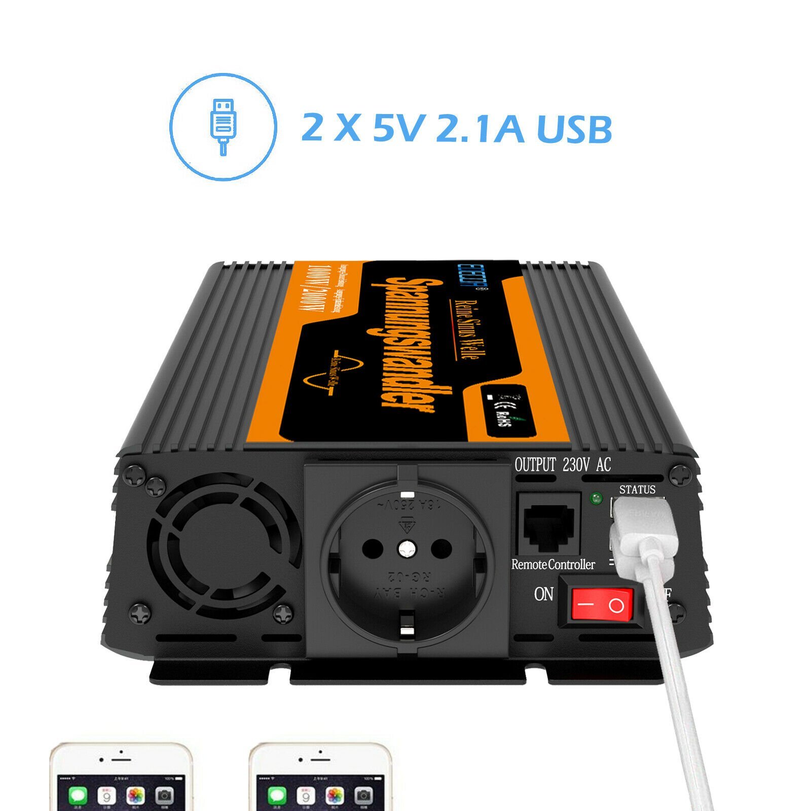 EDECOA Convertisseur Pur Sinus 12v 220v Onduleur 1500w Avec ...