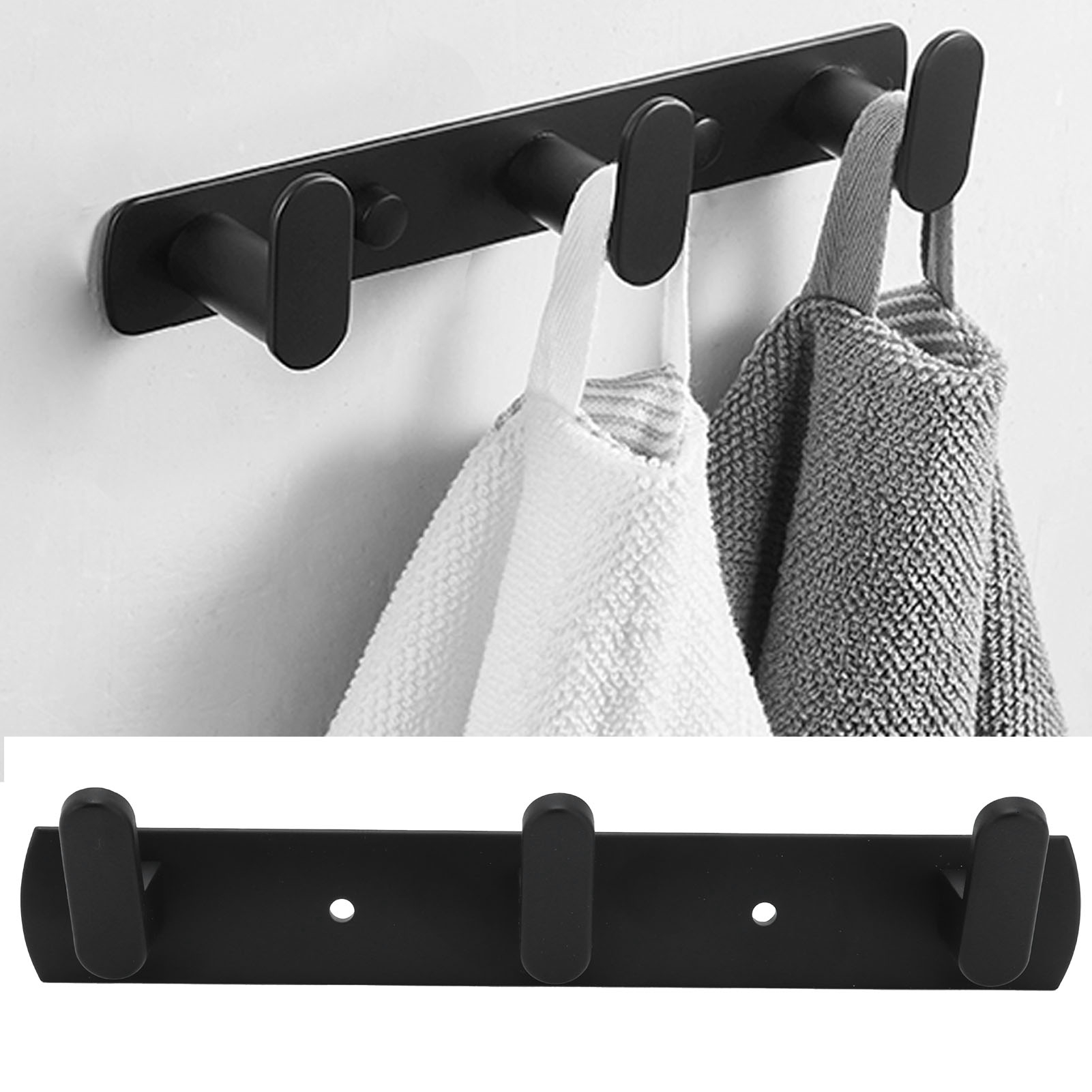 4 Crochets Muraux Aluminium - Blanc, Pour Serviettes, Manteaux - Kit Vis Et Chevilles Inclus - 9