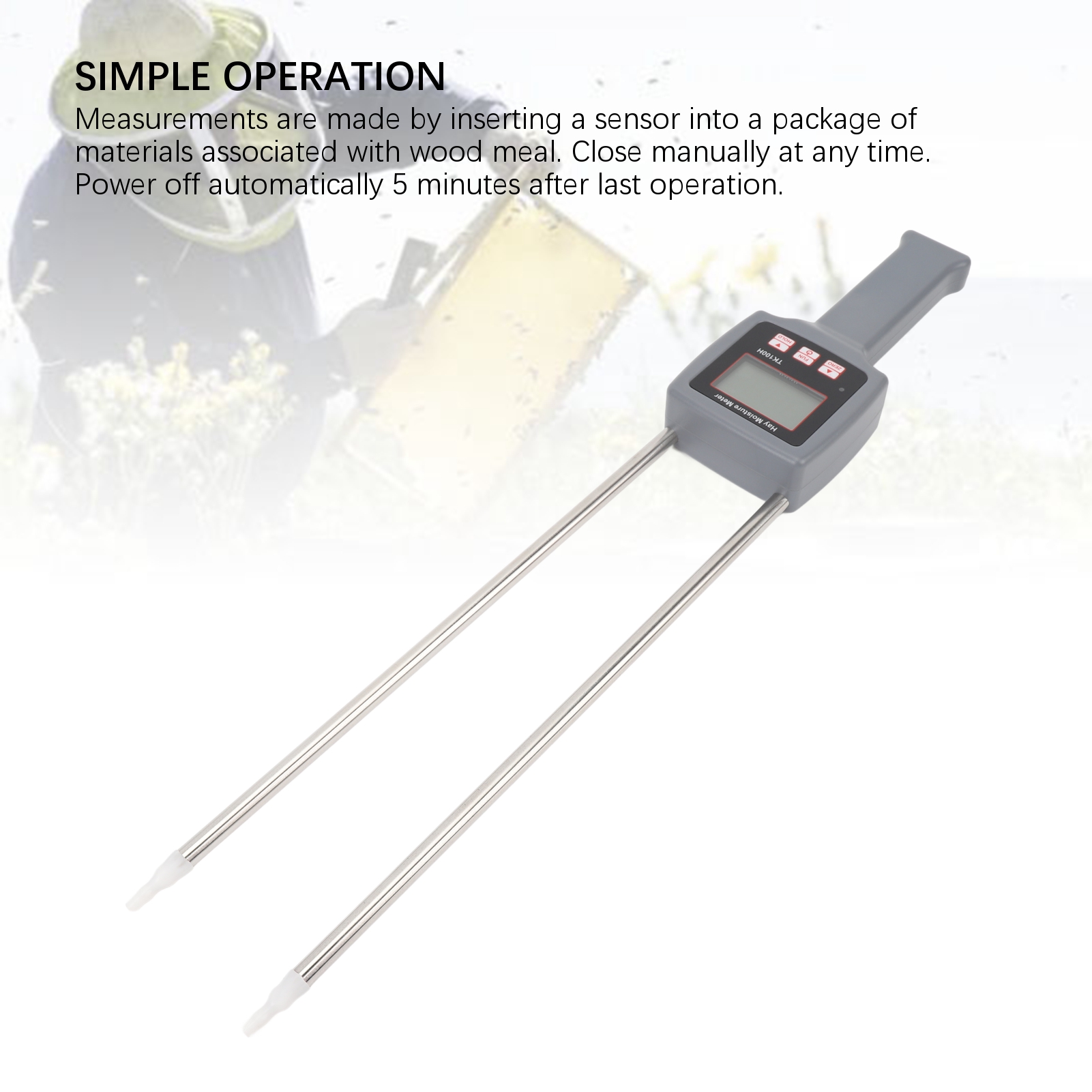 Misuratore di umidità portatile per fieno, misuratore di umidità digitale per cereali con display retroilluminato, misuratore di umidità multifunzionale in fibra per paglia