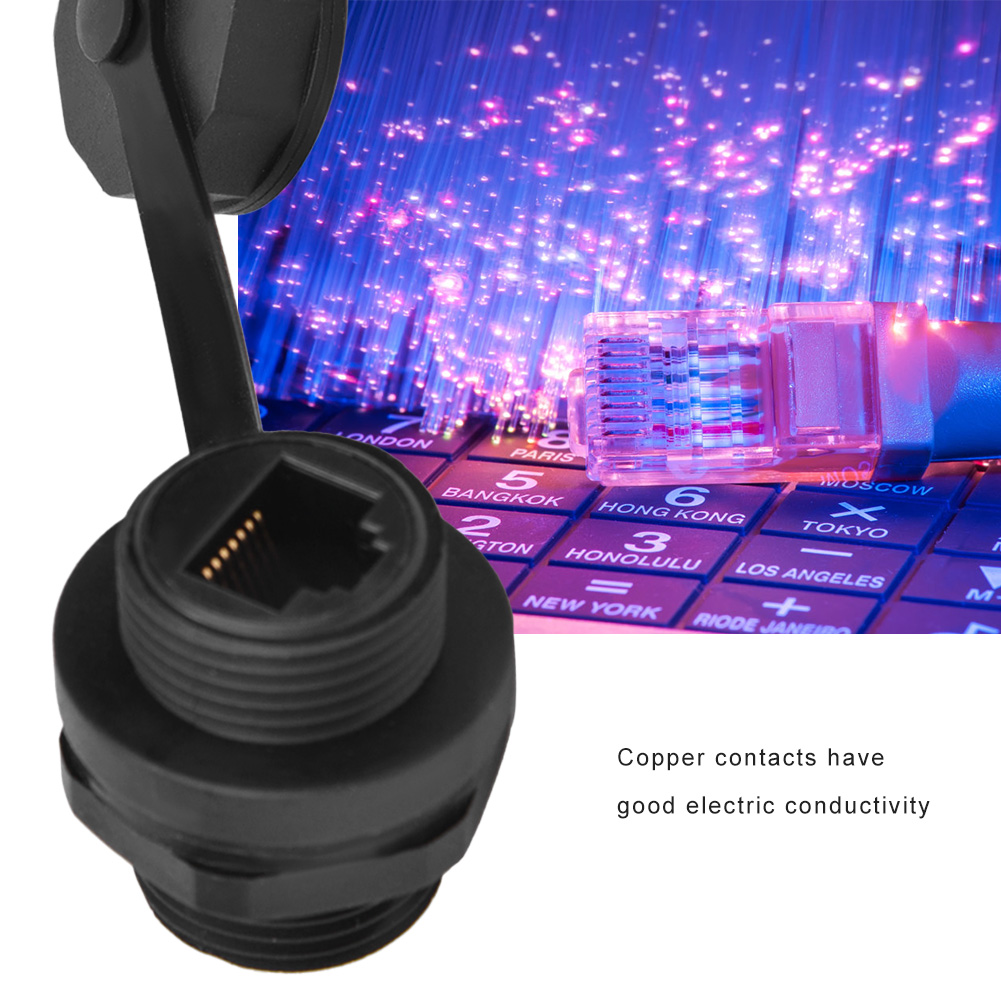 Kit Prise Et Connecteur RJ45 étanche PureTek – Cat6 / CAT5 – Noir – Pour Extérieur