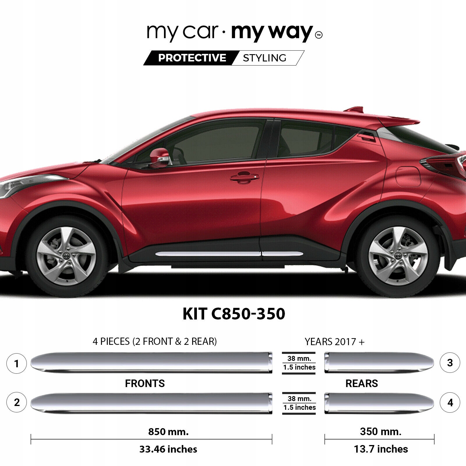 Baguettes latérales chromées pour Toyota C-HR