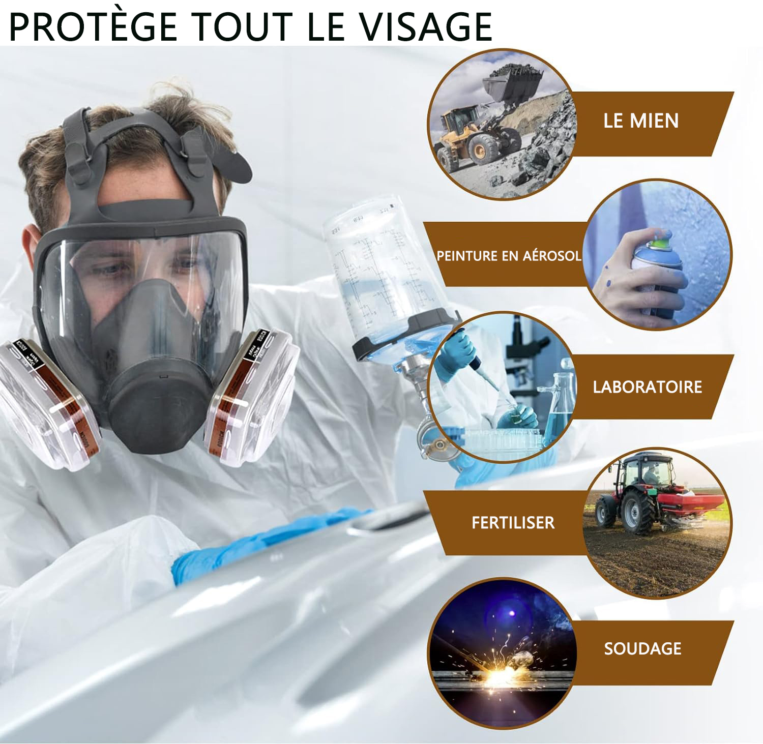 Masque contre les vapeurs organiques et gaz acides CE