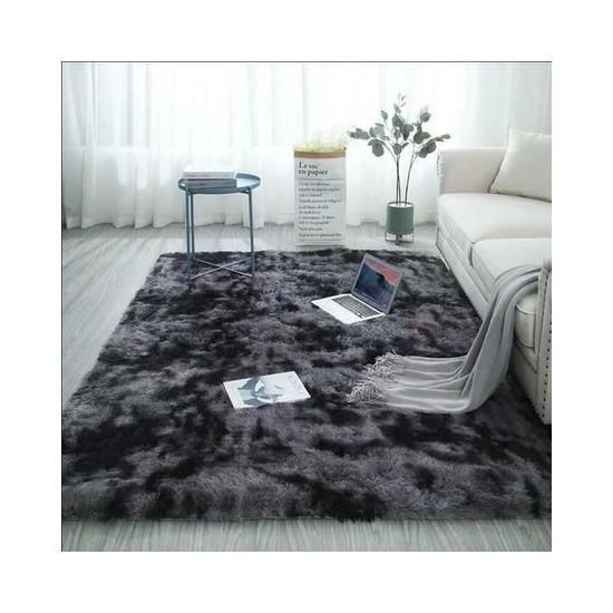 Tapis de Salon 160 x 230cm en Peluche Gris foncé