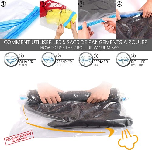 Sac Sous Vide Vêtements 9 Pièces Avec Pompe - Compression Voyage Et Rangement Maison Gain De Place 85%