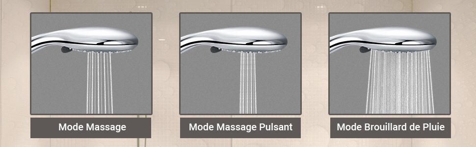 DALMO Mitigeur De Douche, Kit De Robinet De Douche Chrome, Avec Douchette, Tuyau De 1,5 M, 3 Modes De Pulvérisation, DBWF02FA -Grohe || Hansgrohe Soldes Magasin