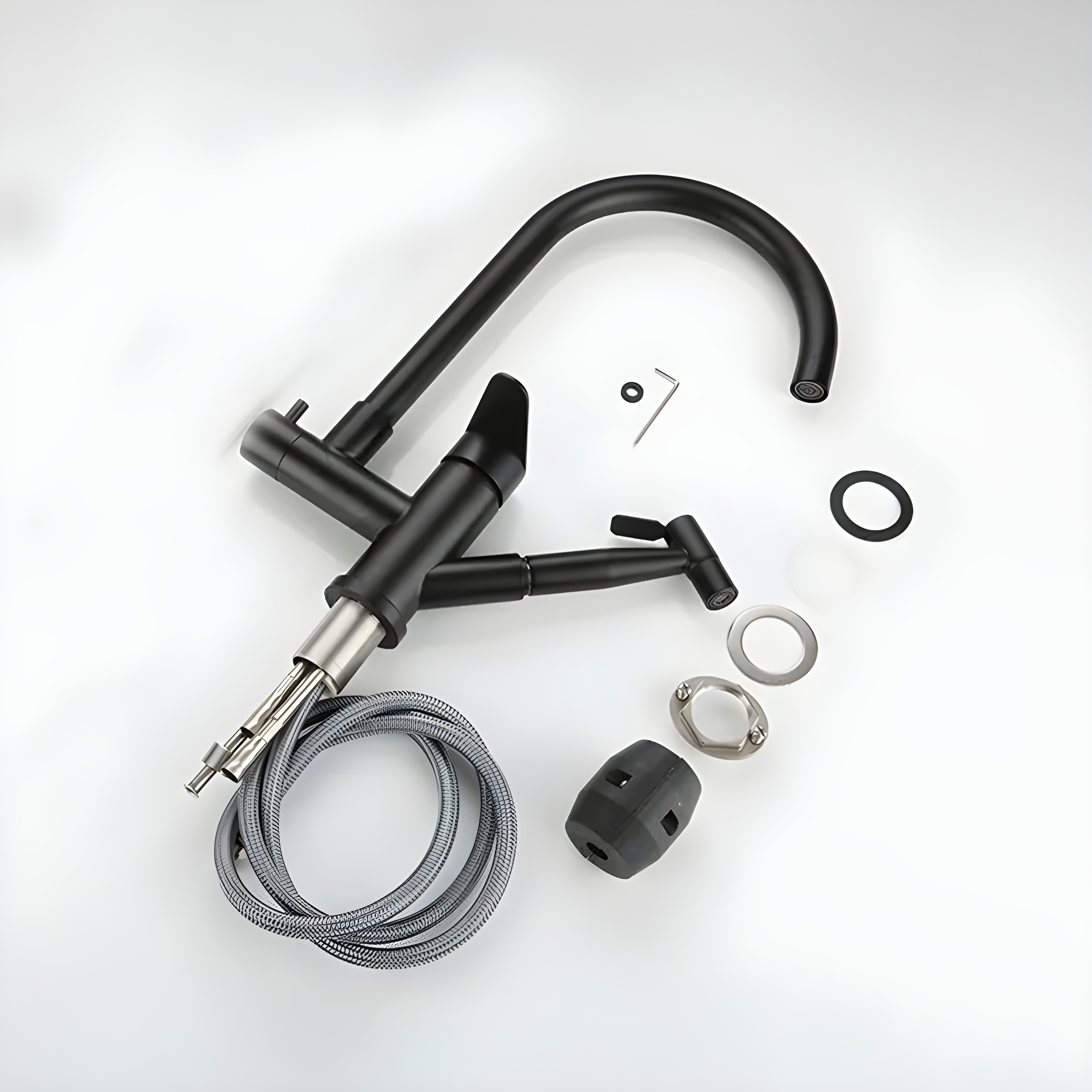 Rubinetto Cucina Nero Girevole 360° – Acciaio Inox 304, Beccuccio Alto, Antigoccia