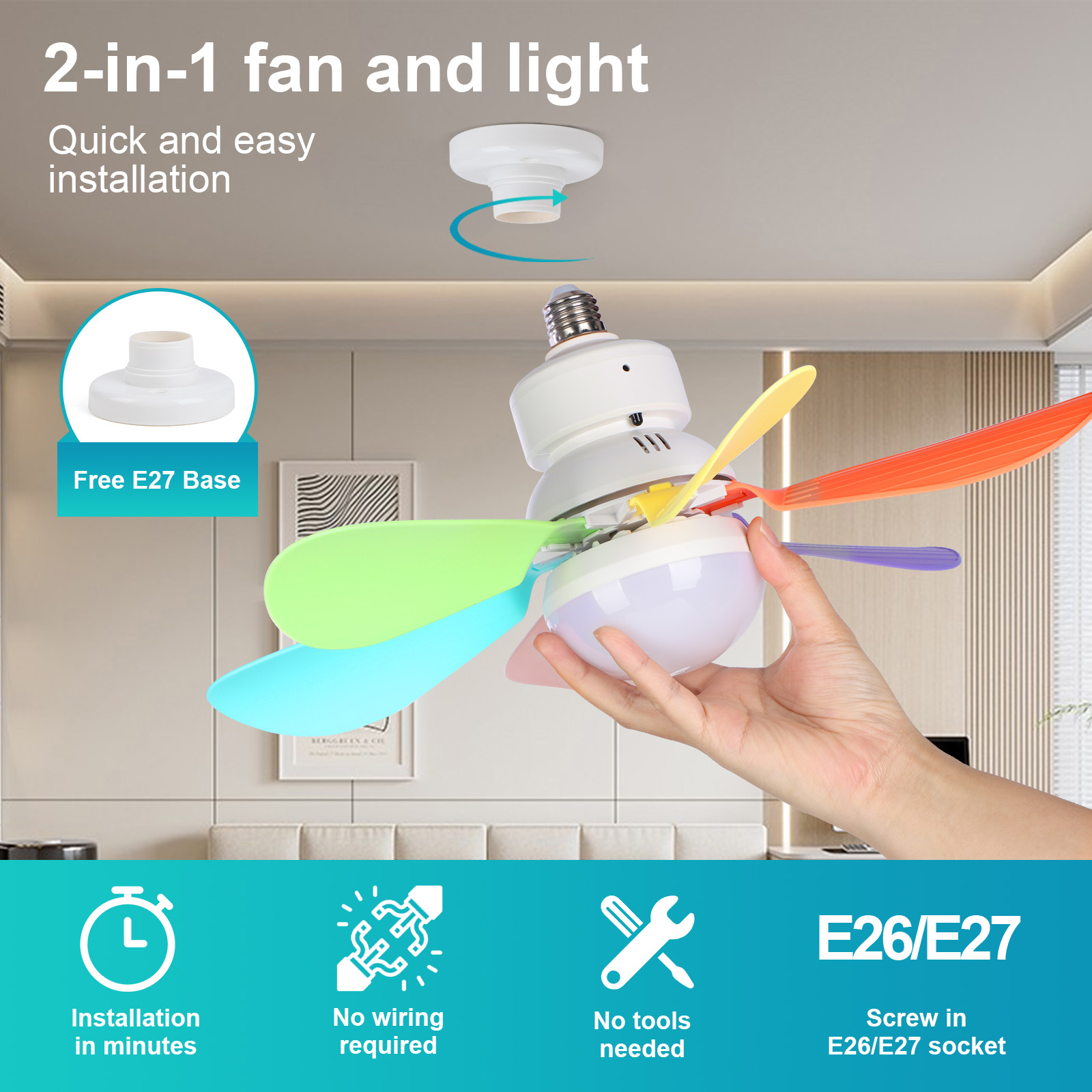 Ventilateur Plafonnier LED intelligent monté au plafond