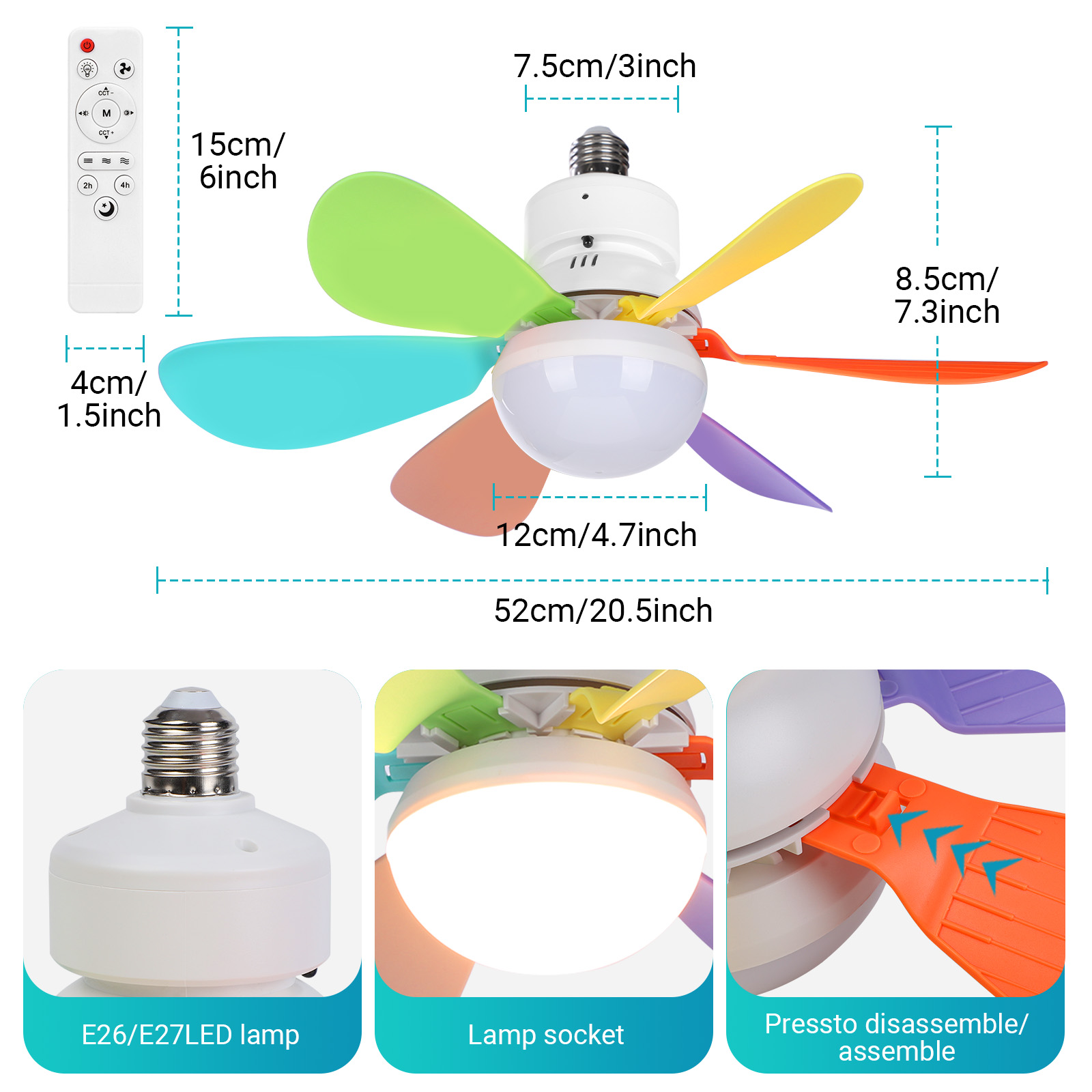 Détails techniques du ventilateur plafonnier