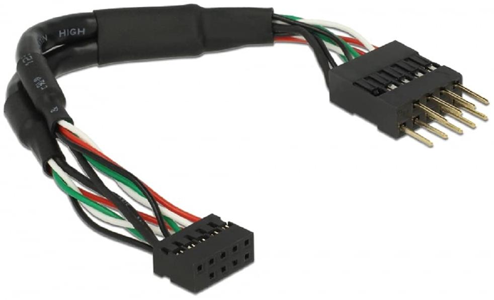 Rallonge Cable USB 2.0 interne (10 broches) 12cm (Noir)