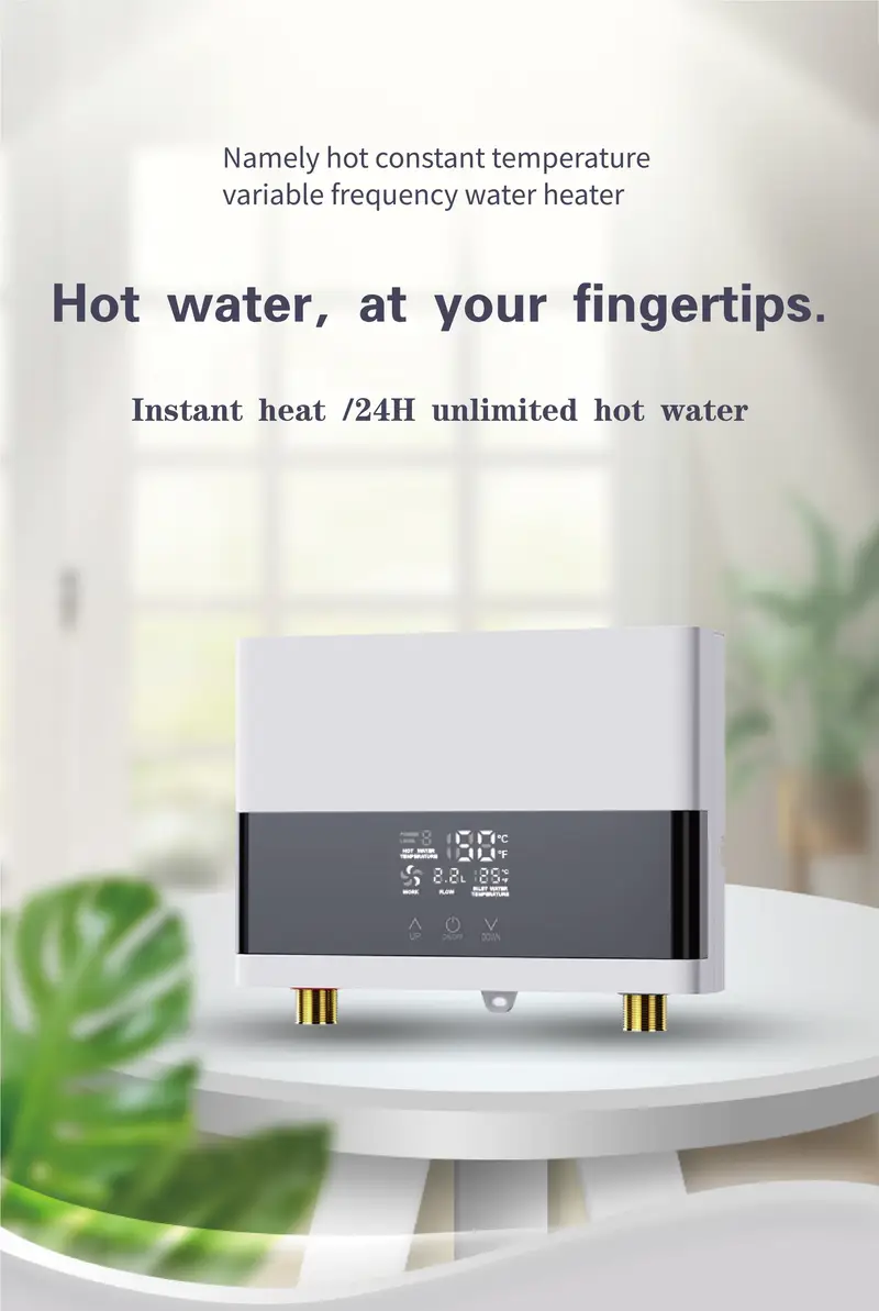 1pc mini electric water heater without water tank us three phase 220v 6000w led display screen with remote control instant constant temperature water and electricity separation safe and energy saving easy to install air switch required details 0