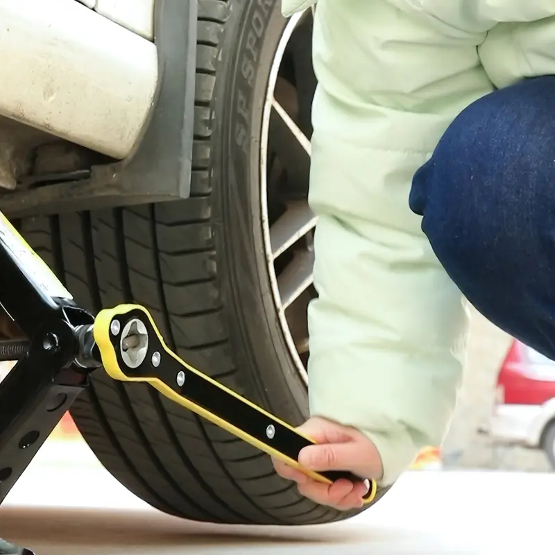 labor saving jack ratchet wrench lug wrench with long handle for tire jack car jack wrench positive reversal knob design for truck cars details 2