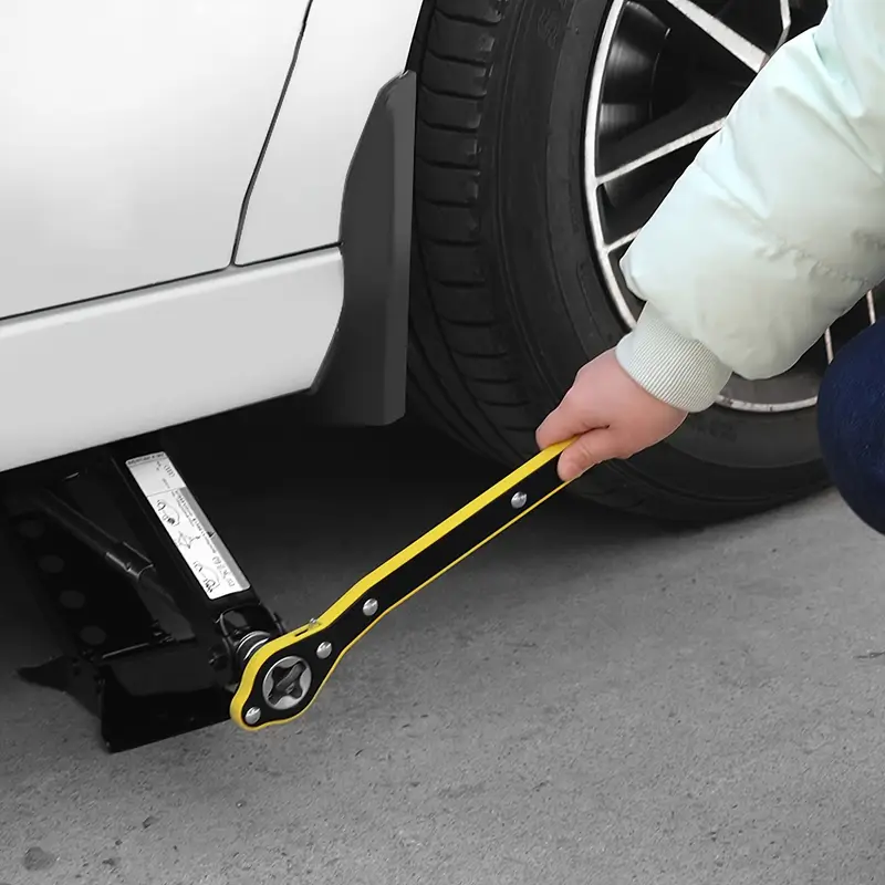 labor saving jack ratchet wrench lug wrench with long handle for tire jack car jack wrench positive reversal knob design for truck cars details 0