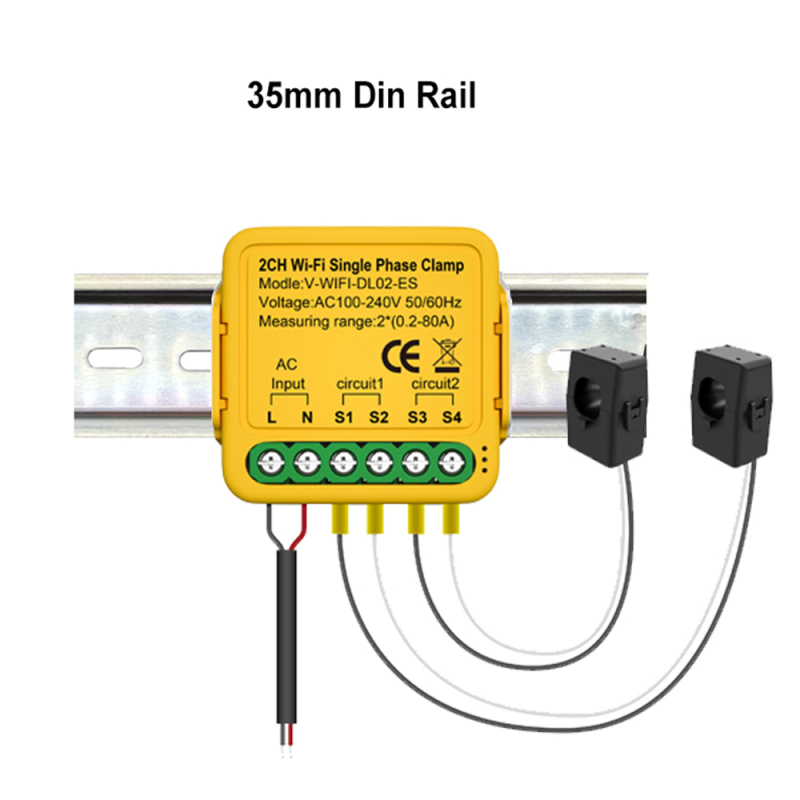 Moniteur d'énergie WiFi avec deux pinces - vue d'ensemble