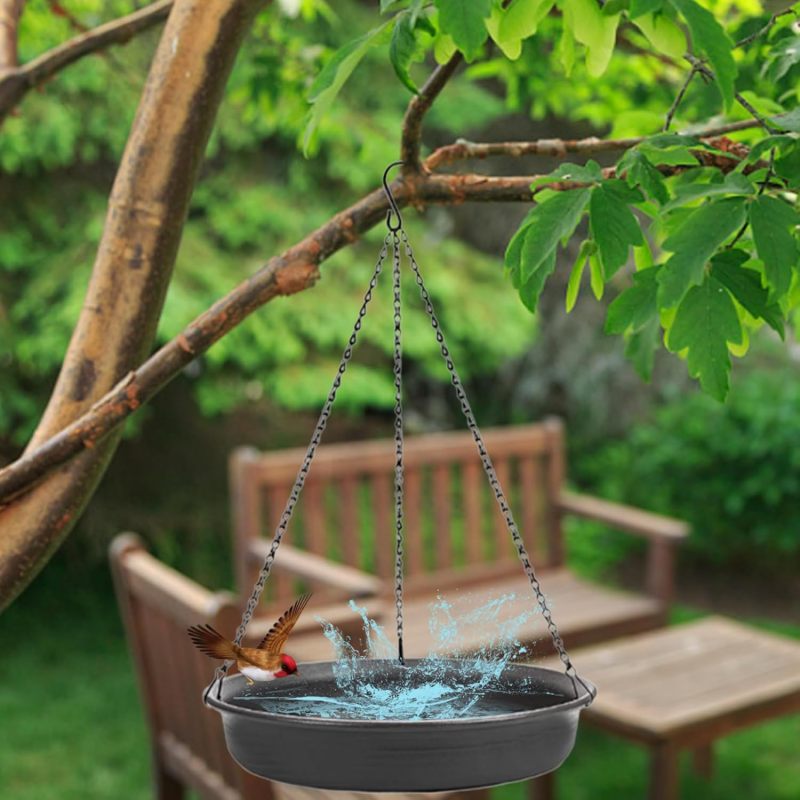 Bain d'oiseaux suspendu - plateau avec chaînes