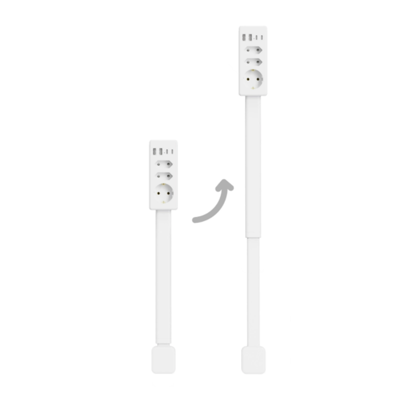 Multiprise rétractable 20W avec USB-A USB-C et 3 prises secteur - vue principale