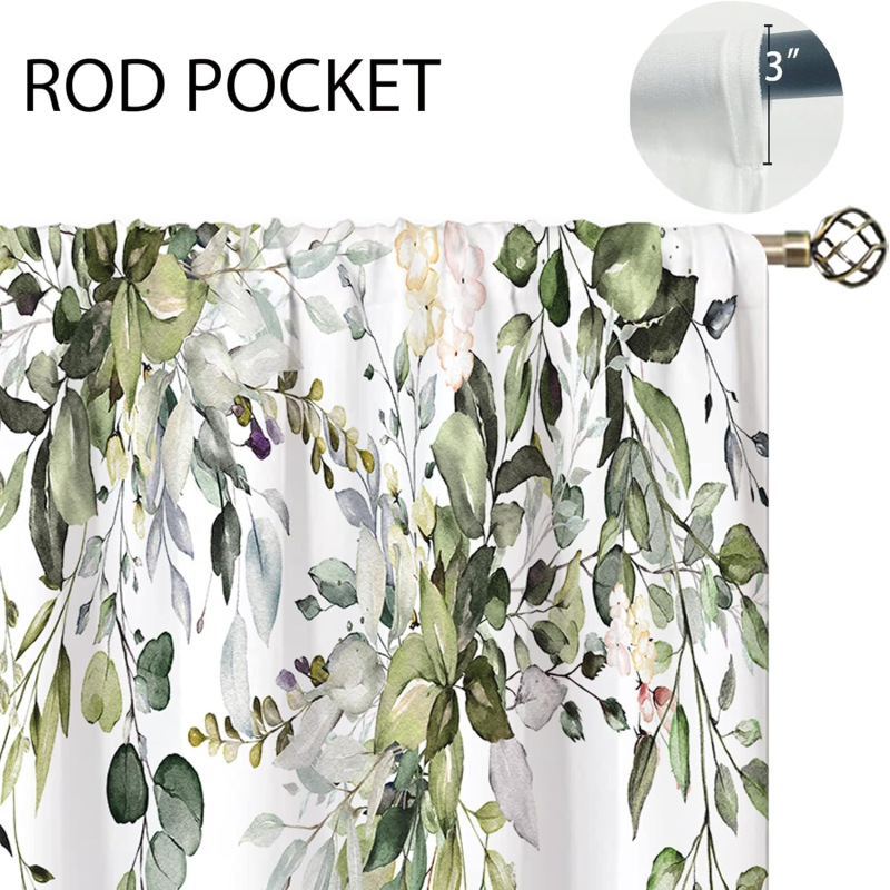 Rideau de cuisine bohème à motif de feuilles d'eucalyptus