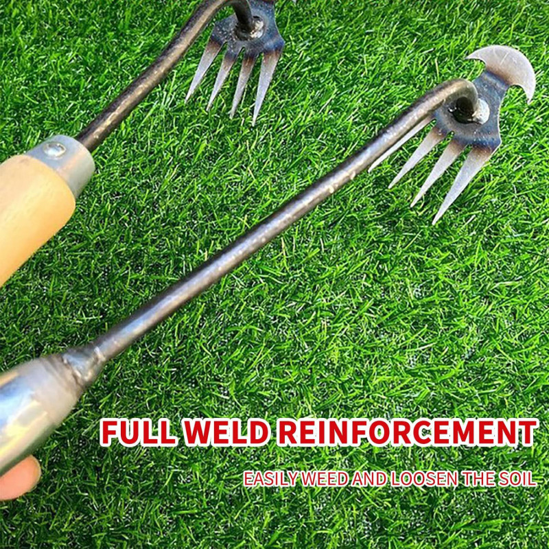 Détail désherbeur 4 dents acier - usage dans sol