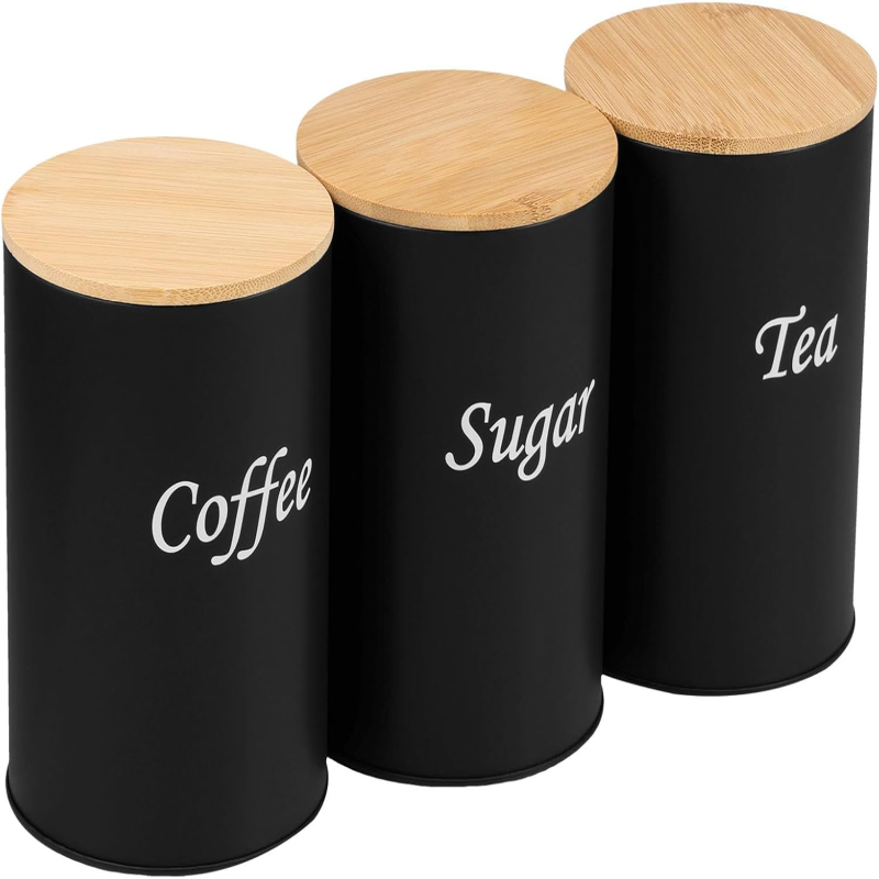 Lot de 3 bocaux café thé sucre - vue d'ensemble
