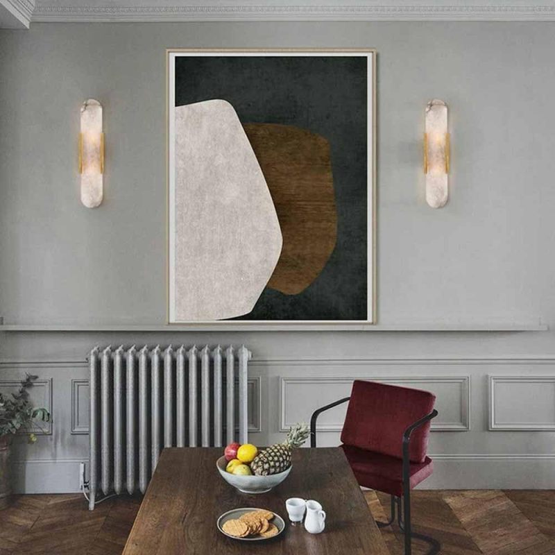 Lampes murales en marbre blanc - détail de la pierre d'albâtre