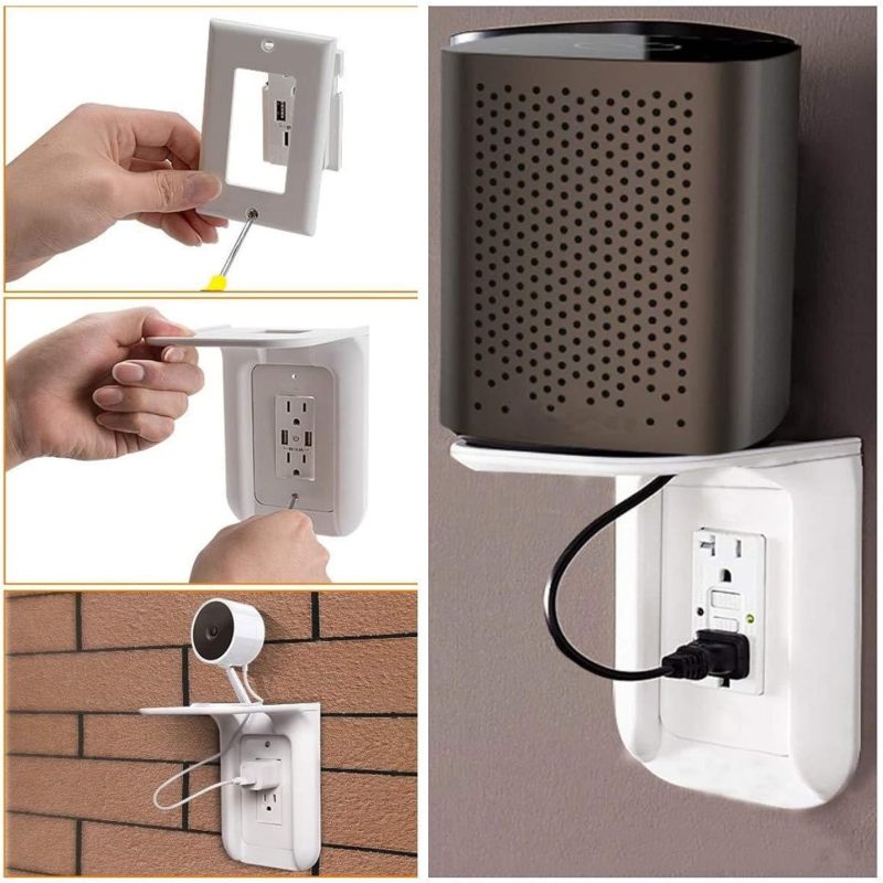 Étagère en situation - brosse à dents et smartphone en charge