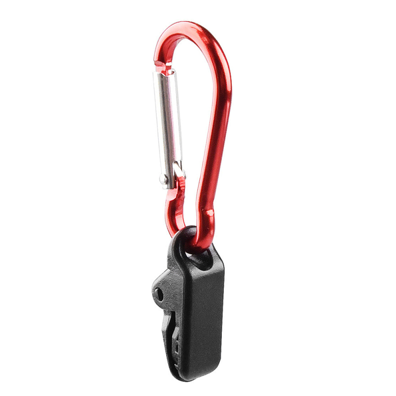 Utilisation pince bâche avec mousqueton pour camping