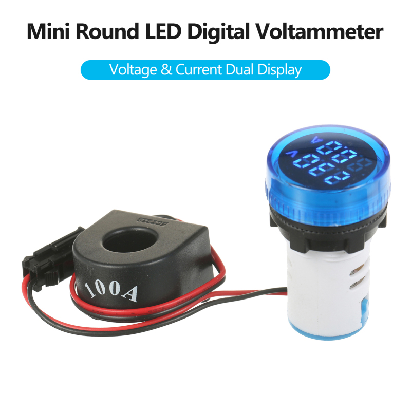 Détail du double affichage LED du volt-ampèremètre rond