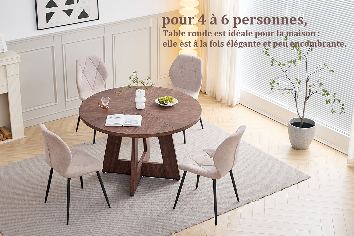 Table à manger ronde - vue d'ensemble
