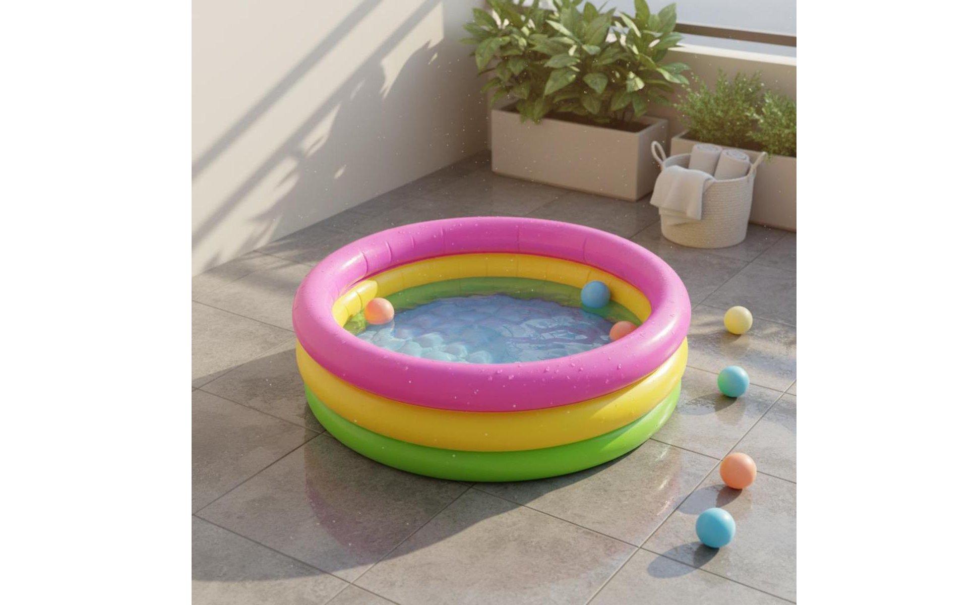 3 Circular Kiddie Pool Shallow Raised Circular Pool Kids Product Easy to Inflate Long-Lasting Vinyl for Children