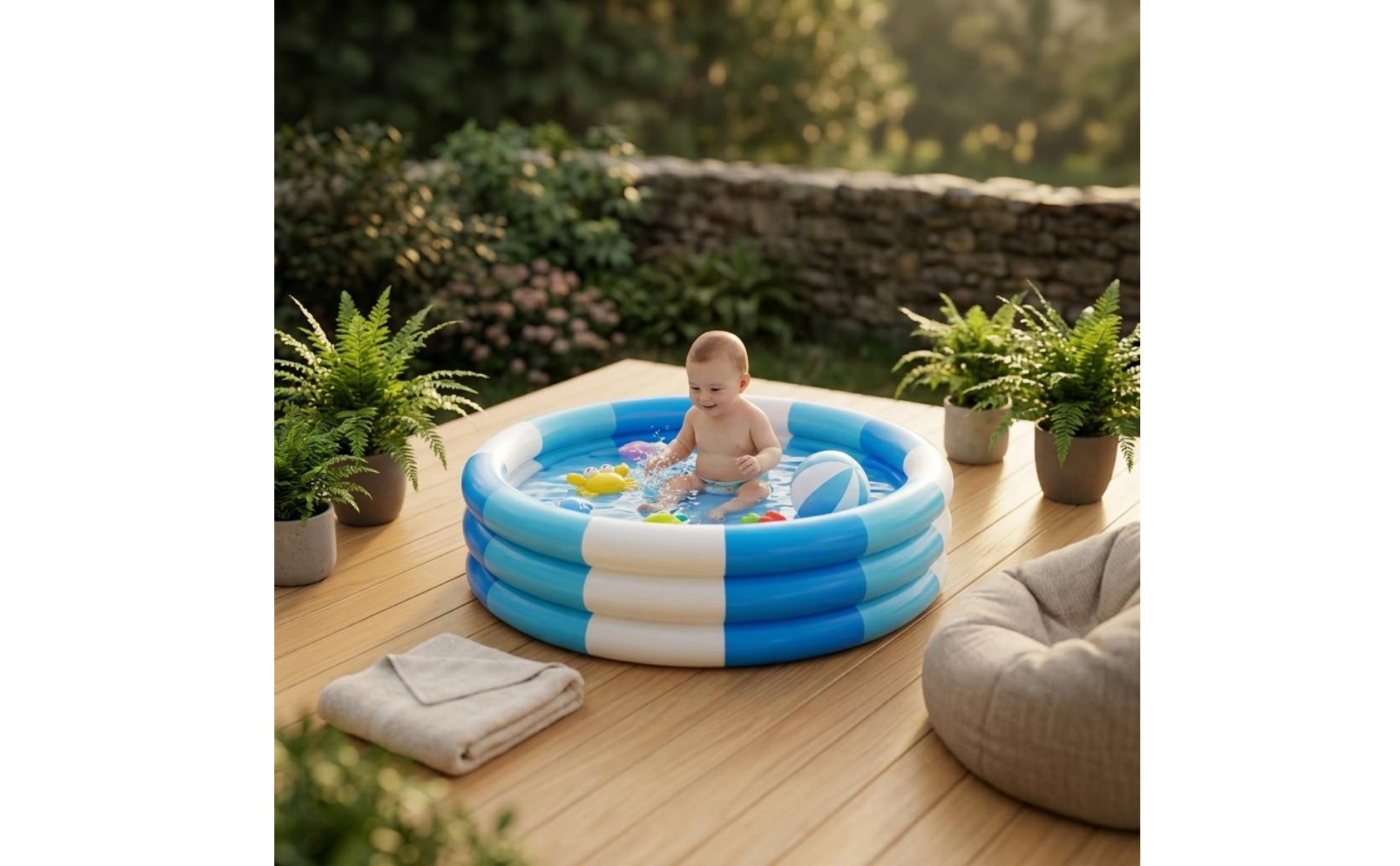3 Circular Kiddie Pool Shallow Raised Circular Pool Kids Product Easy to Inflate Long-Lasting Vinyl for Children